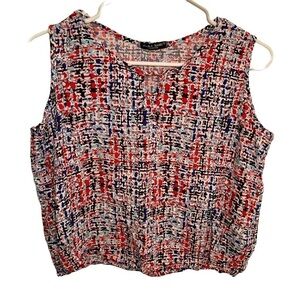 Zara Basic Sleeveless Shell Blouse Geometric